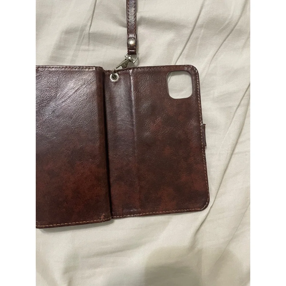 Unbranded Wallet Phone Case Womens OS Brown Mandala Embossed Folio Wristlet
